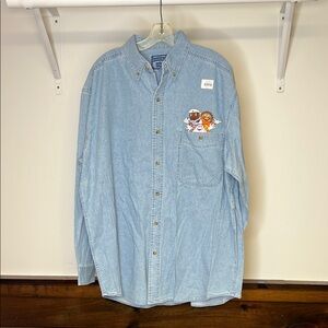 NWT Hershey’s Blue Denim Shirt with Embroidered Design- L